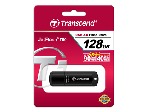 Bild von Transcend JetFlash 700 USB-Stick 128 GB USB Typ-A 3.2 Gen 1 (3.1 Gen 1) Schwarz