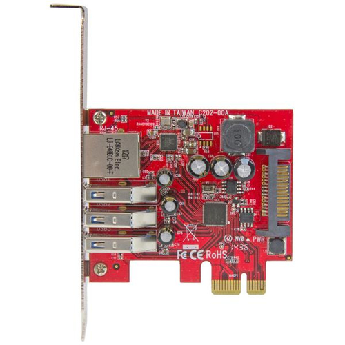 Bild von StarTech.com 3 Port PCI Express USB 3.0 Karte mit Gigabit Ethernet