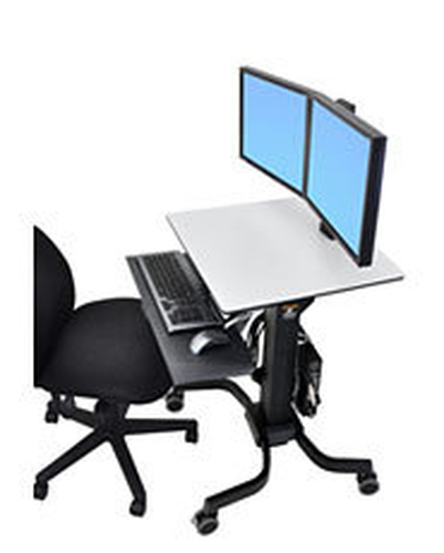 Bild von Ergotron WorkFit-C, Dual Sit-Stand Schwarz, Grau Flachbildschirm Multimedia-Wagen