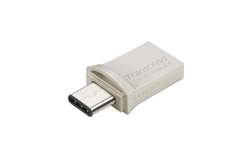 Bild von Transcend JetFlash 890 64GB USB-Stick USB Type-A / USB Type-C 3.2 Gen 1 (3.1 Gen 1) Schwarz, Silber