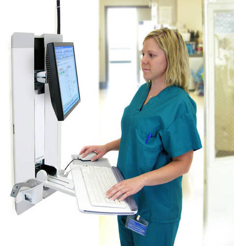 Bild von Ergotron StyleView Vertical Lift, Patient Room Flachbildschirm-Tischhalterung 61 cm (24&quot;) Wand Weiß