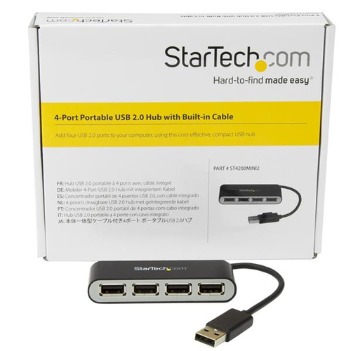 Bild von StarTech.com Mobiler 4-Port-USB 2.0-Hub mit integriertem Kabel