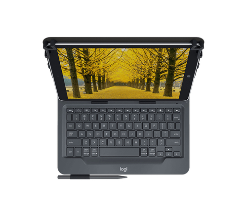 Bild von Logitech Universal Folio with integrated keyboard for 9-10 inch tablets QWERTZ Schweiz Bluetooth Schwarz