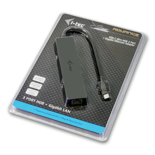 Bild von i-tec Advance USB-C Slim Passive HUB 3 Port + Gigabit Ethernet Adapter