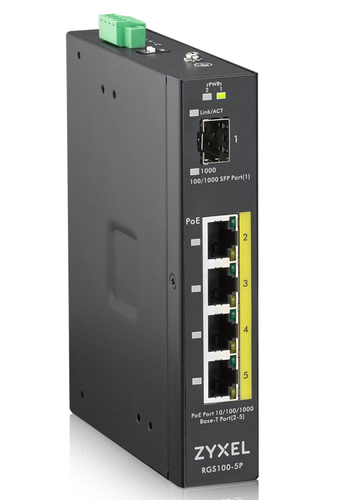 Bild von Zyxel RGS100-5P Unmanaged L2 Gigabit Ethernet (10/100/1000) Power over Ethernet (PoE) Schwarz