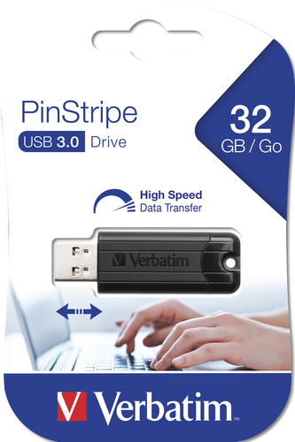 Bild von Verbatim PinStripe 3.0 - USB 3.0-Stick 32 GB  - Schwarz