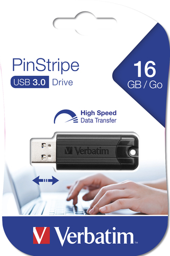 Bild von Verbatim PinStripe 3.0 - USB 3.0-Stick 16 GB  - Schwarz