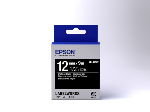 Bild von Epson Etikettenkassette LK-4BWV - Vivid - weiß auf schwarz - 12mmx9m