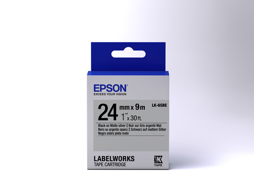 Bild von Epson Etikettenkassette LK-6SBE - Matt - schwarz auf matt silber - 24mmx9m