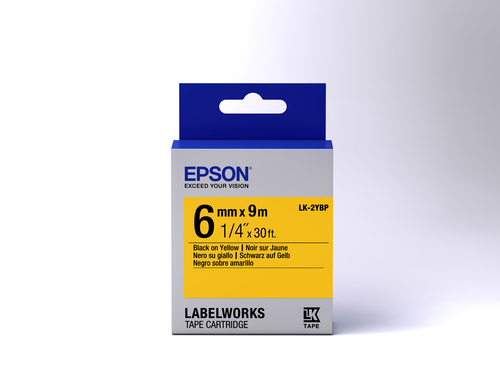 Bild von Epson Etikettenkassette LK-2YBP - Pastell - schwarz auf gelb - 6mmx9m