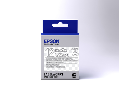 Bild von Epson Etikettenkassette LK-4TWN - Transparent - weiß auf transparent - 12mmx9m