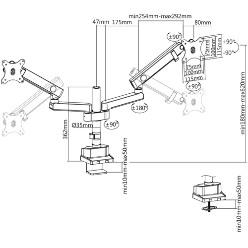 Bild von V7 Professional Dual-Monitorhalterung mit Touch-Anpassung