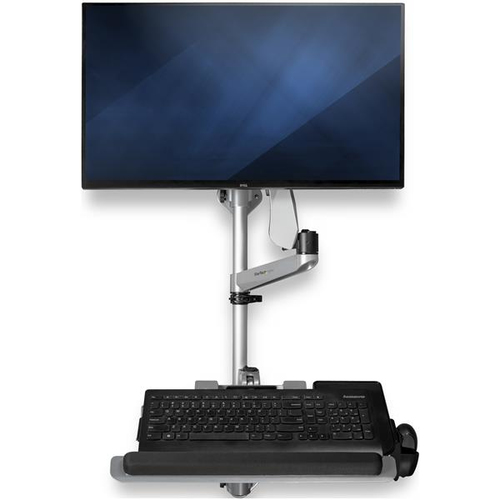 Bild von StarTech.com Computerarbeitsplatz zur Wandmontage - Gelenk-Stehpult mit ergonomischem, höhenverstellbarem Monitorarm und gepolstertem Tastaturfach - 34 &quot;VESA-Display - Verstellbarer Wand-Sitzständer