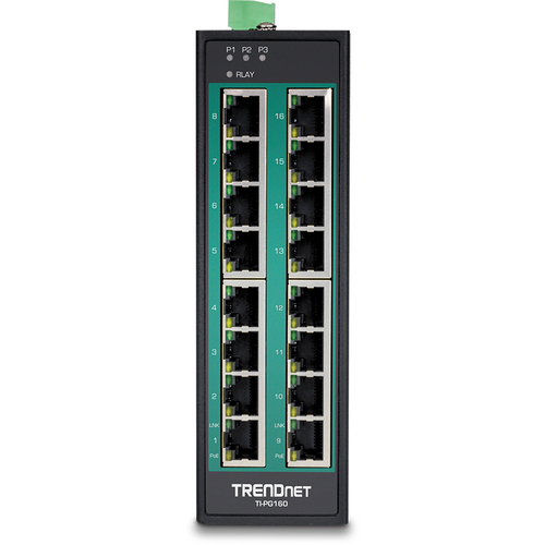 Bild von Trendnet TI-PG160 Netzwerk-Switch Unmanaged Gigabit Ethernet (10/100/1000) Power over Ethernet (PoE) Schwarz