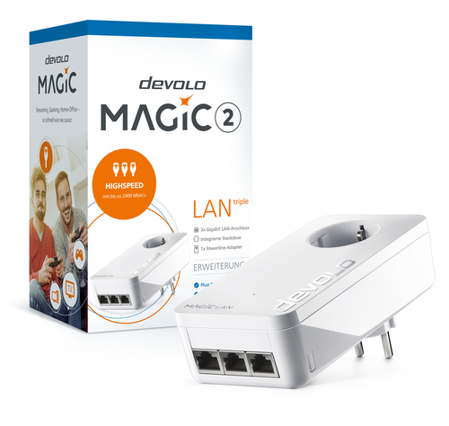 Bild von Devolo Magic 2 LAN triple 2400 Mbit/s Eingebauter Ethernet-Anschluss Weiß 1 Stück(e)