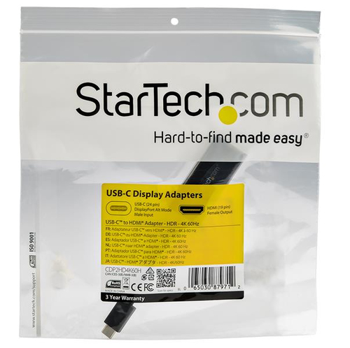 Bild von StarTech.com USB-C-auf-HDMI-Adapter mit HDR - 4K 60 Hz - Schwarz