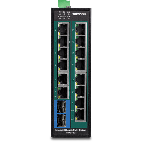 Bild von Trendnet TI-PG162 Netzwerk-Switch Unmanaged Gigabit Ethernet (10/100/1000) Power over Ethernet (PoE) Schwarz