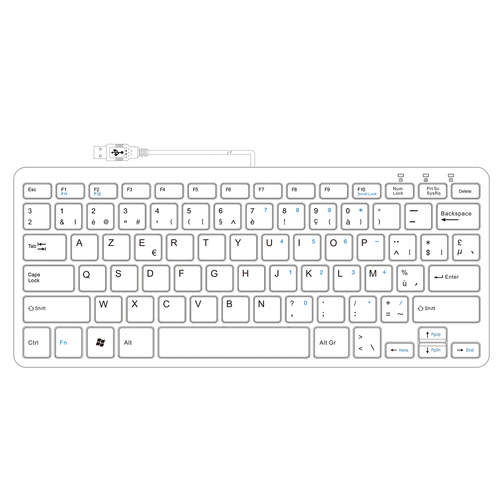 Bild von R-Go Tools Ergonomische Tastatur R-Go Compact, kompakte Tastatur, flaches Design, AZERTY (BE), verkabelt, weiß