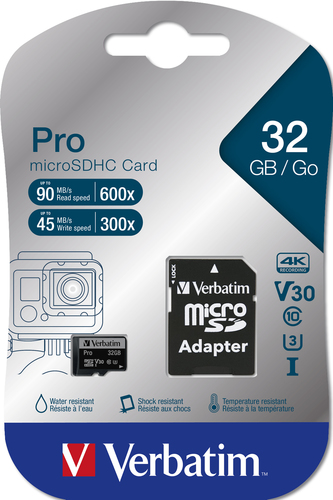 Bild von Verbatim Pro 32 GB MicroSDHC UHS Klasse 10