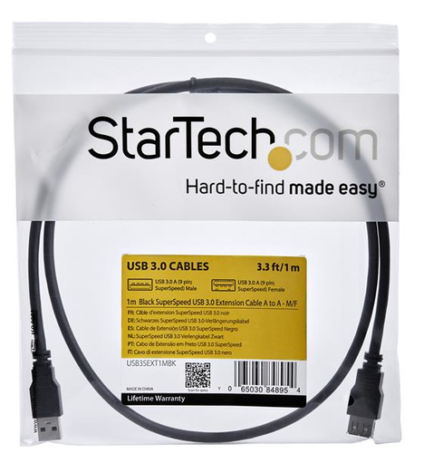Bild von StarTech.com USB 3.0 Verlängerungskabel 1m - Stecker/ Buchse - Schwarz