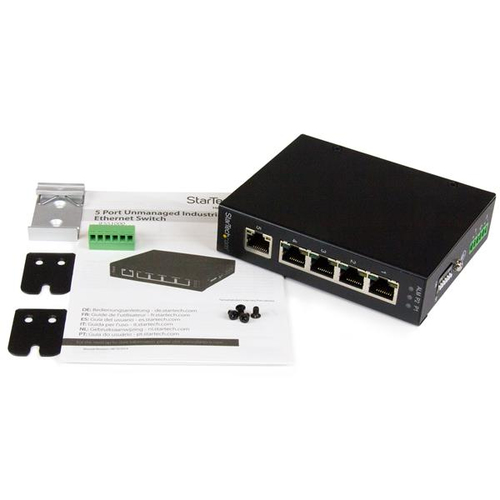 Bild von StarTech.com 5 Port Unmanaged Industrieller Gigabit Ethernet Switch - Hutschienen- / Wandmontierbar