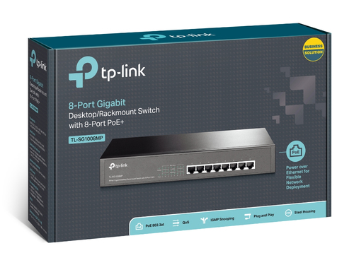 Bild von TP-Link TL-SG1008MP Netzwerk-Switch Unmanaged Gigabit Ethernet (10/100/1000) Power over Ethernet (PoE) Schwarz