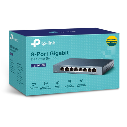 Bild von TP-Link TL-SG108 Netzwerk-Switch Unmanaged L2 Gigabit Ethernet (10/100/1000) Schwarz