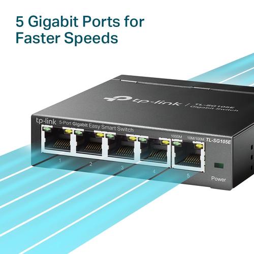 Bild von TP-Link TL-SG105E Netzwerk-Switch Managed L2 Gigabit Ethernet (10/100/1000) Schwarz