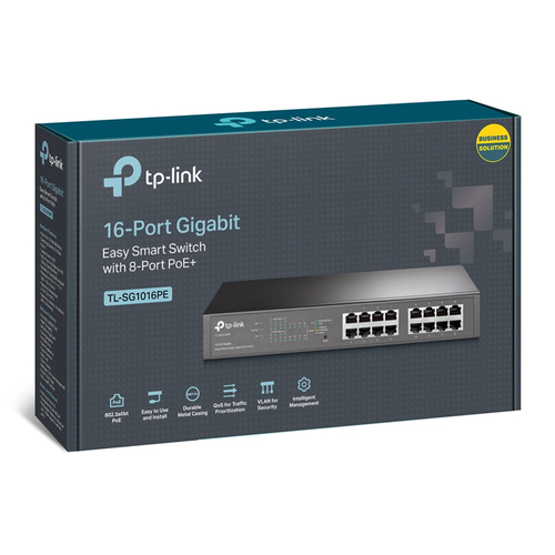 Bild von TP-Link TL-SG1016PE Netzwerk-Switch Managed L2 Gigabit Ethernet (10/100/1000) Power over Ethernet (PoE) Schwarz