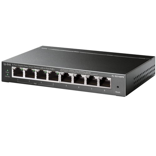 Bild von TP-Link TL-SG108PE Netzwerk-Switch Managed L2 Gigabit Ethernet (10/100/1000) Power over Ethernet (PoE) Schwarz