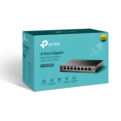 Bild von TP-Link TL-SG108PE Netzwerk-Switch Managed L2 Gigabit Ethernet (10/100/1000) Power over Ethernet (PoE) Schwarz