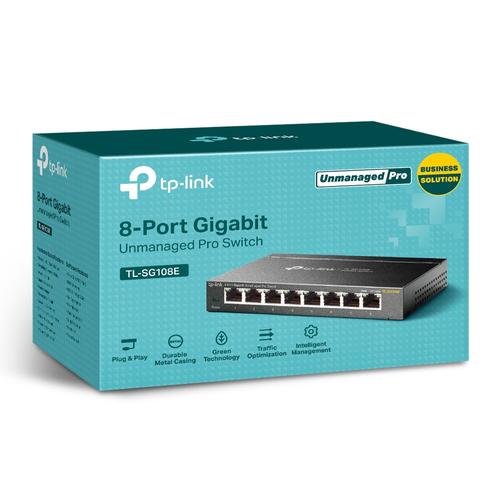 Bild von TP-Link TL-SG108E Netzwerk-Switch Managed L2 Gigabit Ethernet (10/100/1000) Schwarz