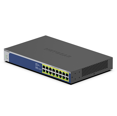 Bild von NETGEAR GS516PP Unmanaged Gigabit Ethernet (10/100/1000) Power over Ethernet (PoE) Blau, Grau