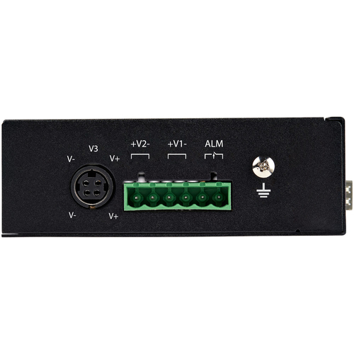 Bild von StarTech.com Industrial 6 Port Gigabit Ethernet Switch - 4 PoE RJ45 +2 SFP Slots 30W PoE+ 48VDC 10/100/1000 Power Over Ethernet LAN Switch -40&deg;C bis 75&deg;C Hutschienenmontage
