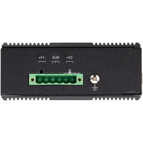 Bild von StarTech.com Industrial 6 Port Gigabit Ethernet Switch - 4 PoE RJ45 +2 SFP Slots 30W PoE+ 12-48VDC 10/100/1000 Power Over Ethernet LAN Switch -40&deg;C bis 75&deg;C Hutschienenmontage