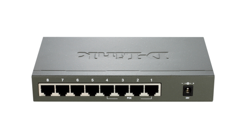 Bild von D-Link DES-1008PA Netzwerk-Switch Unmanaged Fast Ethernet (10/100) Power over Ethernet (PoE) Schwarz