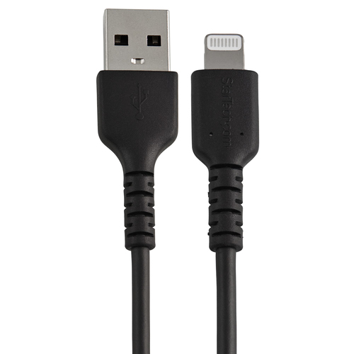 Bild von StarTech.com 15cm strapazierfähiges schwarzes USB-A auf Lightning-Kabel - Hochbelastbare, robuste Aramidfaser - USB Typ-A auf Lightningkabel - Lade-/Synchronisationskabel - Apple MFi-zertifiziert iPad/iPhone 12