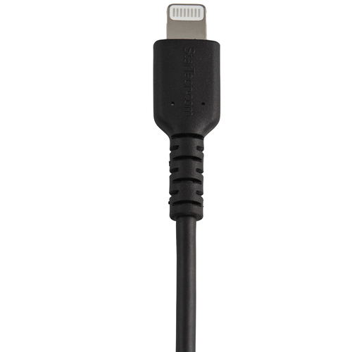 Bild von StarTech.com 30cm strapazierfähiges schwarzes USB-A auf Lightning-Kabel - Hochbelastbare, robuste Aramidfaser - USB Typ-A auf Lightningkabel - Lade-/Synchronisationskabel - Apple MFi-zertifiziert iPad/iPhone 12