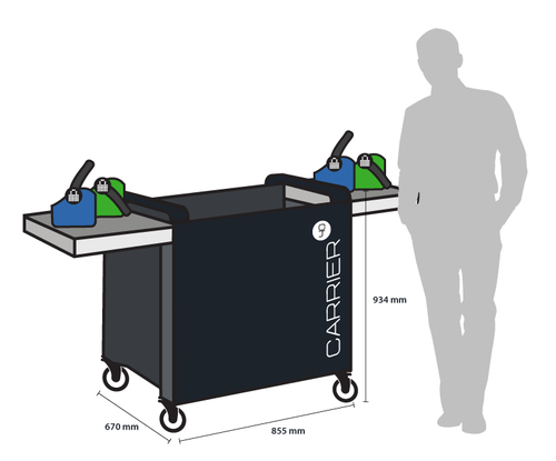 Bild von LocknCharge Carrier 40 Wagen zur Verwaltung tragbarer Geräte Schwarz, Blau, Grün, Grau