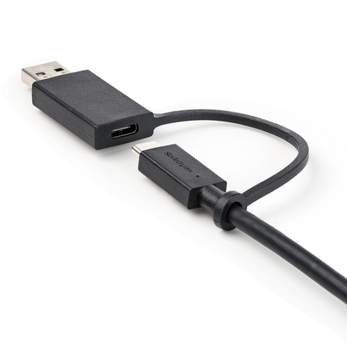 Bild von StarTech.com 1m USB-C Kabel mit USB-A Adapter Dongle - Hybrid 2-in-1 USB-C Kabel mit USB-A - USB-C auf USB-C (10Gbit/s - 100W PD), USB-A auf USB-C (5 Gbit/s) - Ideal für Hybrid-Dockingstation