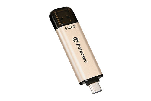 Bild von Transcend JetFlash 930C USB-Stick 512 GB USB Type-A / USB Type-C 3.2 Gen 1 (3.1 Gen 1) Gold