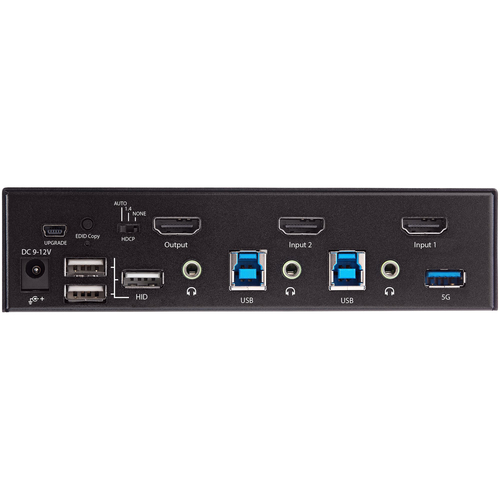 Bild von StarTech.com 2 Port HDMI KVM-Switch - Einzelmonitor 4K 60Hz Ultra HD HDR - HDMI 2.0 KVM Umschalter mit 2 Port USB-3.0-Hub (5 Gbit/s) und 4x USB 2.0-HID, Audio - Hotkey - TAA
