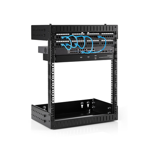 Bild von StarTech.com 2-Pfosten 12HE Heavy-Duty Wandmontage Netzwerk-Rack, 19&quot; Open Frame Server Rack mit Einstellbarer Tiefe, Wandmontage Daten-Rack für IT/AV/Patch Panele/Computer - Käfigmuttern und Schrauben inkl.