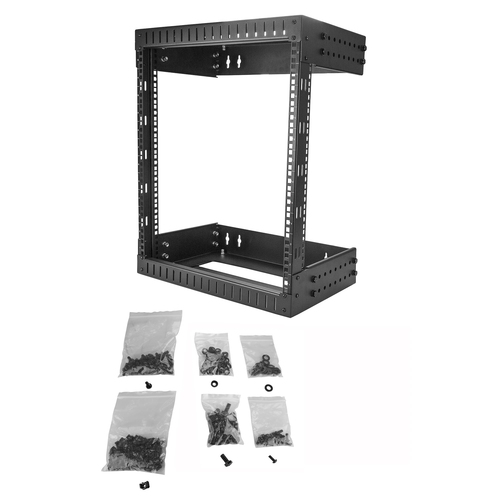 Bild von StarTech.com 2-Pfosten 12HE Heavy-Duty Wandmontage Netzwerk-Rack, 19&quot; Open Frame Server Rack mit Einstellbarer Tiefe, Wandmontage Daten-Rack für IT/AV/Patch Panele/Computer - Käfigmuttern und Schrauben inkl.