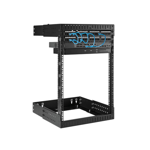 Bild von StarTech.com 2-Pfosten 15HE Heavy-Duty Wandmontage Netzwerk-Rack, 19&quot; Open Frame Server Rack mit Einstellbarer Tiefe, Wandmontage Daten-Rack für IT/AV/Patch Panele/Computer - Käfigmuttern und Schrauben inkl.