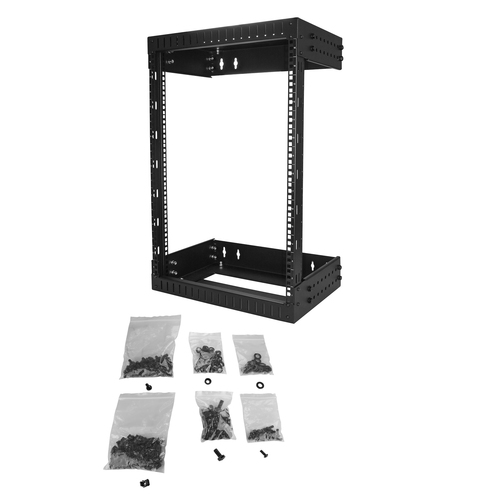 Bild von StarTech.com 2-Pfosten 15HE Heavy-Duty Wandmontage Netzwerk-Rack, 19&quot; Open Frame Server Rack mit Einstellbarer Tiefe, Wandmontage Daten-Rack für IT/AV/Patch Panele/Computer - Käfigmuttern und Schrauben inkl.