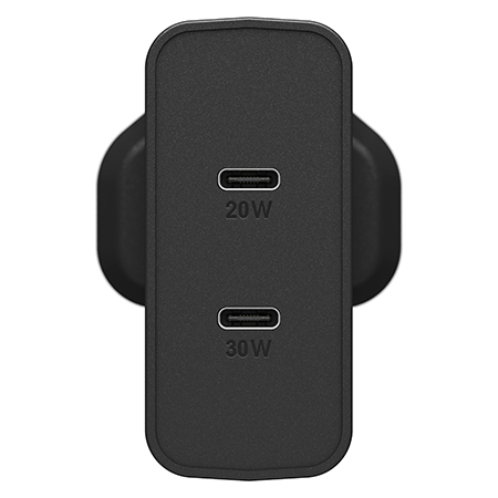 Bild von OtterBox UK Wall Charger 50W - 1X USB-C 30W + 1X USB-C 20W USB-PD, schwarz