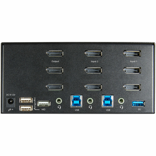 Bild von StarTech.com 2 Port DisplayPort KVM Switch - 4K 60 Hz UHD HDR - DP 1.2 KVM Umschalter mit USB 3.0 Hub mit 2 Anschlüssen (5 Gbit/s) und 4x USB 2.0 HID Anschlüssen, Audio - Hotkey - TAA