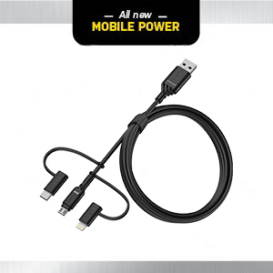 Bild von OtterBox 3in1 USBA-Micro/Lightning/USBC cable, schwarz