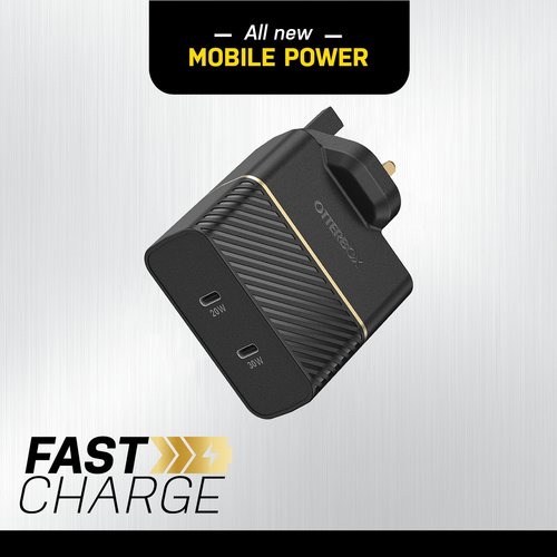 Bild von OtterBox UK Wall Charger 50W - 1X USB-C 30W + 1X USB-C 20W USB-PD, schwarz